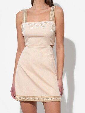 Mila Embroidered Mini Dress with Side Cut Outs